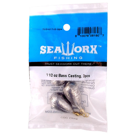 Seaworx Packaged Bass Casting Sinkers, up to 1.5oz